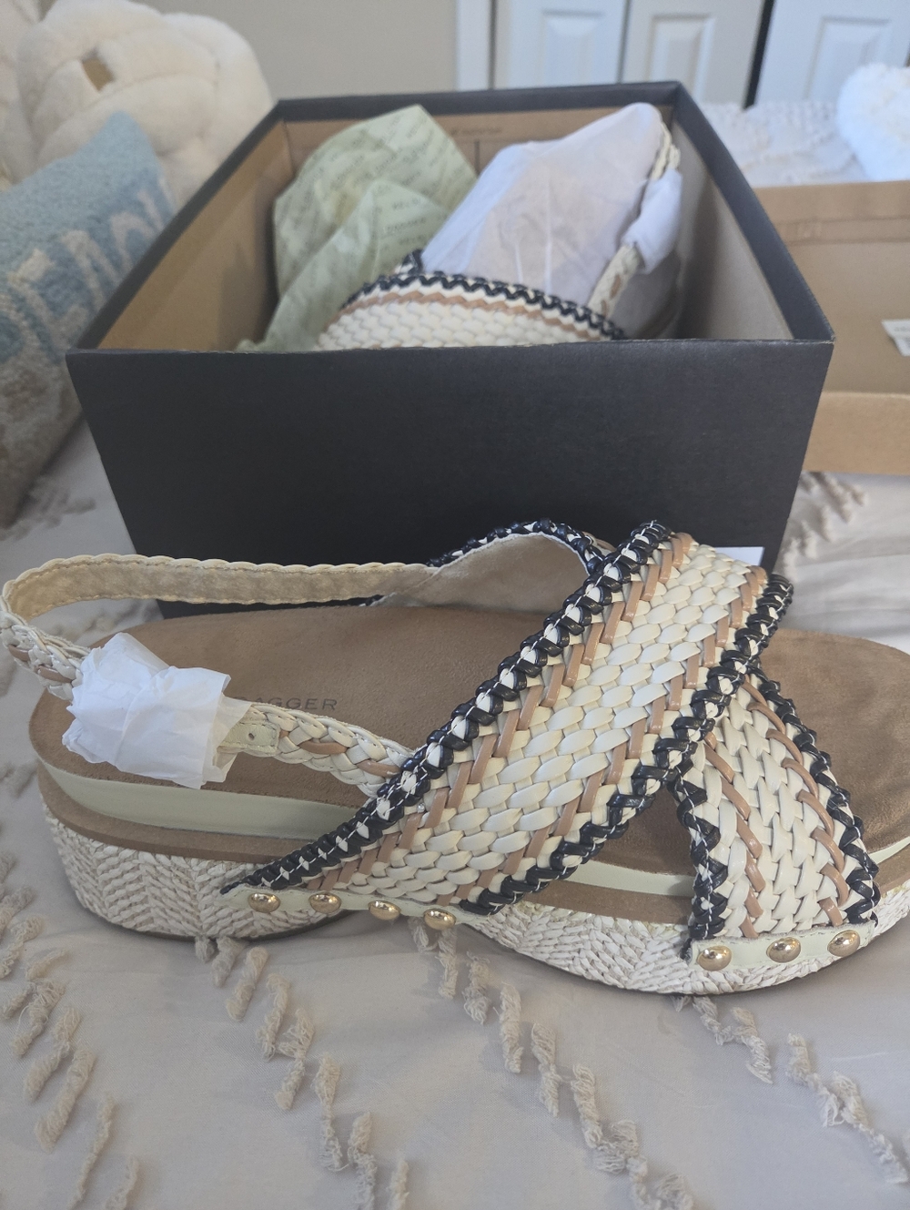 Kelsi Dagger Brooklyn PaceWP Sandals in Shell, Bison, Black